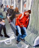 Jeune homme dans le tram (Bruxelles) - 2010 - 28 X 35 cm