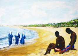 Les bains de mer (Popenguine, Sénégal) - 2011 - 55 X 40 cm