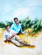 Les amis dans les dunes (fin des années 50) - 2013 - 30 X 39 cm
