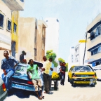 Le groupe de jeunes oisifs, rue Amadou Assane Ndoye (Dakar Plateau, Sénégal) - 2013 - 30 X 30 cm